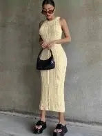 Sleeveless Crochet Knit Midi Dress