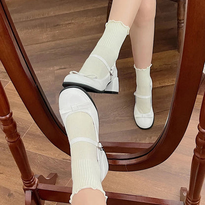 New Mary Jane Shoes Low Heel Shoes Buckle Single Shoes College Style Footwear Single Pumps