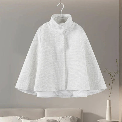 Cloak Loose High Neck a Line Hidden Button Coats Female Spring New Soft Cloaks Lady