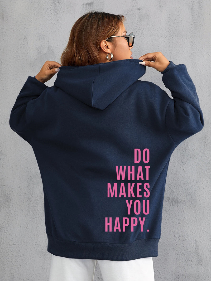 Do What Makes You Happy Pink Letter Clothing Personality Street Sweatshirt All-match Woman Hip Hop Hoodies