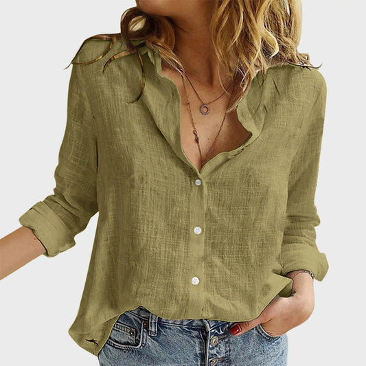 Dressy Loose Button Lapel Blouse