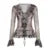 Y2k Fairycore Top Clothing Print Ruffle Flared Long Sleeve Blouse Shirt 2000s Grunge Clothes