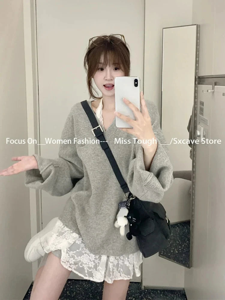 Korean Inside Blouse Lace Y2k Crop Top Harajuku Tank Top Femme Vest Sweater Inside Vest 2000s Clothing