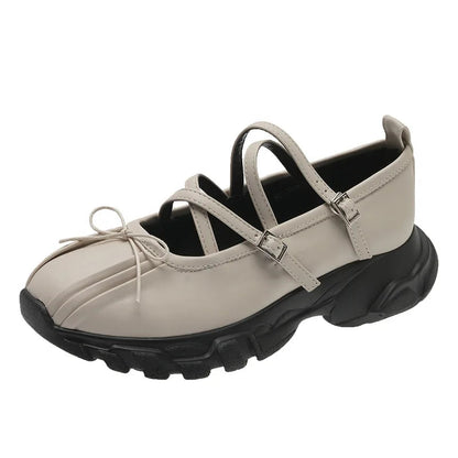 Autumn Chunky Sports Shoes Shallow Butterflyknot Platform Sneakers Flats Outdoor Mary Jane Shoe