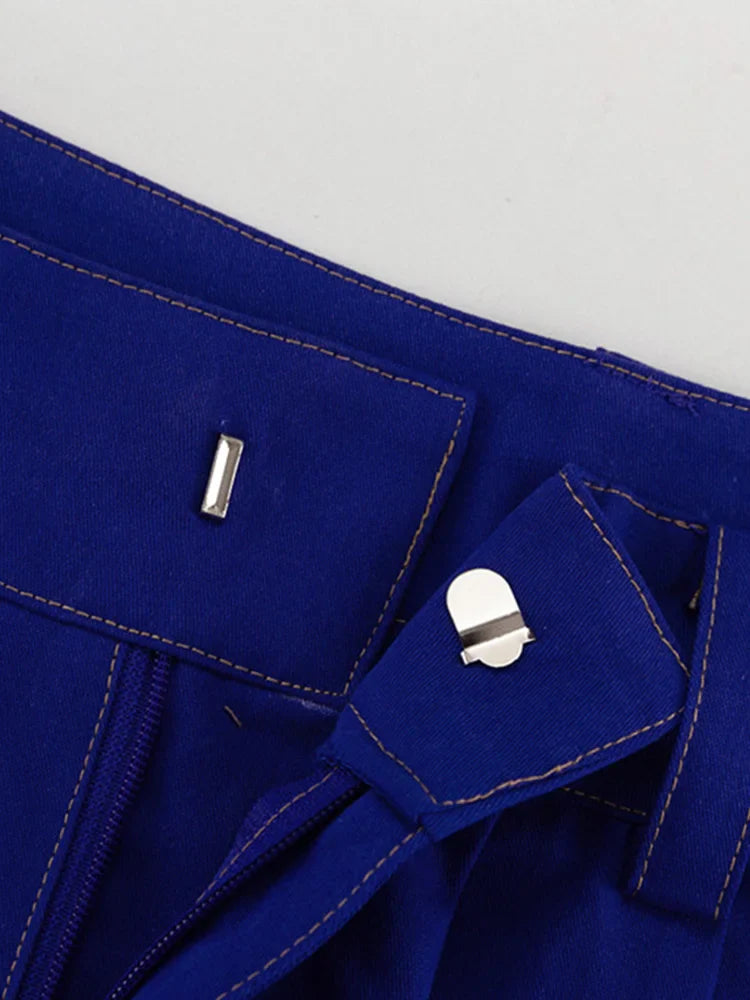 Wide Leg Pleated Pants for Loose High Waist Straight Striped Blue Street Pants Female Spring Street Trousers