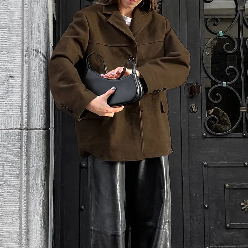 Turn Down Collar Suit Jacket for Long Sleeve Single Breasted Female Coats Autumn Office Suits