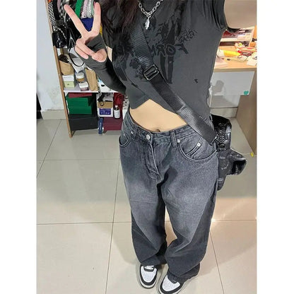 Y2k Gyaru Jeans Woman Hippie Baggy Denim Pants Korean Harajuku Oversized Trousers Aesthetic