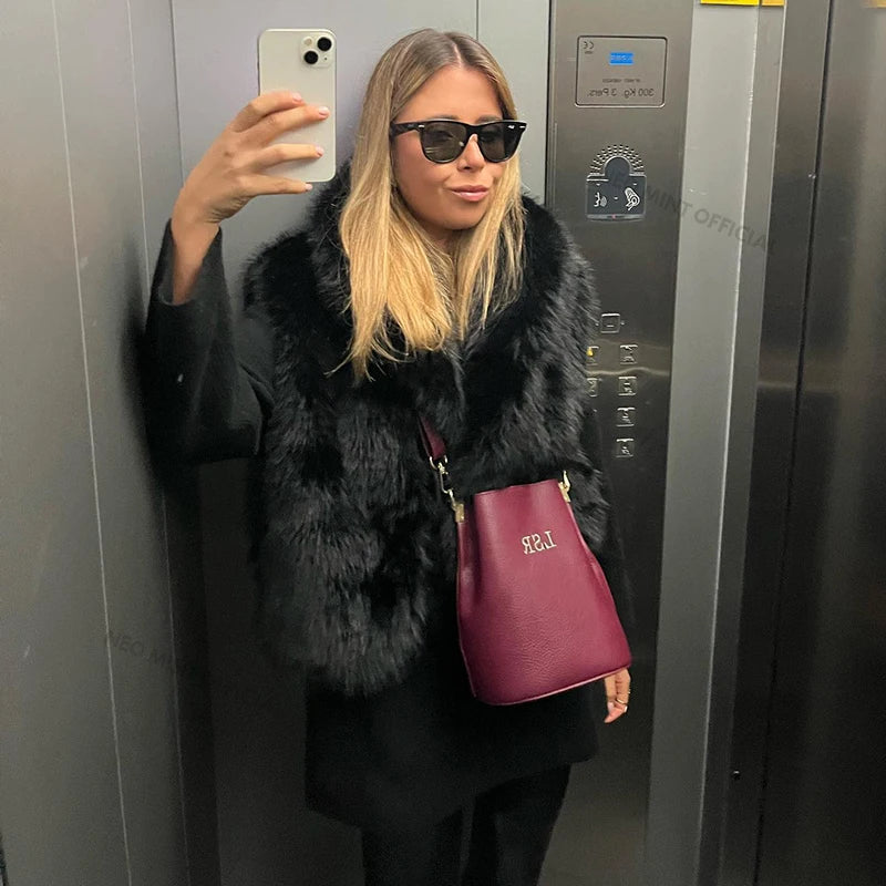 Faux Fur Vest Winter Warm Fake Fox Fur Sleeveless Jacket Coats Fluffy Waistcoat Autumn Outerwear Gilets