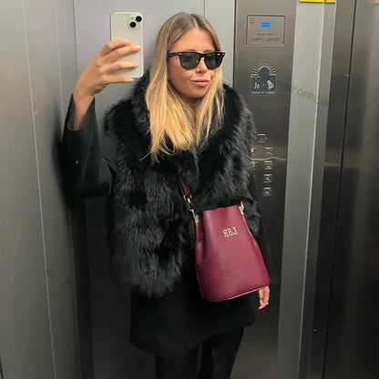 Faux Fur Vest Winter Warm Fake Fox Fur Sleeveless Jacket Coats Fluffy Waistcoat Autumn Outerwear Gilets