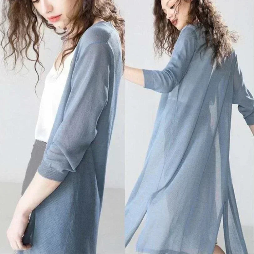 New Spring Summer Sun Protection Clothing Long Cardigan Female Knitted Sweater Coat Jacket Shawl Outerwear