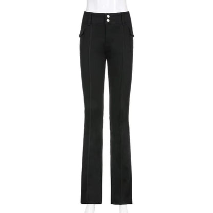Y2k Brown Flared Jeans Color Pocket Kawaii Trousers Low Waist Aesthetic Jogging Pants Basics