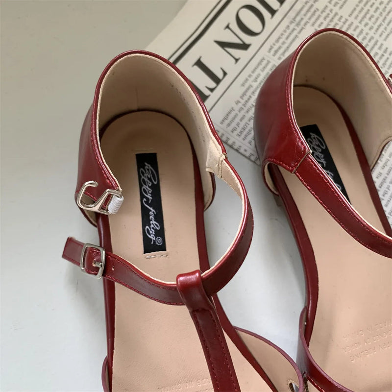 Tstrap Rome Flat Sandals Hollow Out Summer Mary Janes Shoes Pu Leather Holiday Gladiator Sandals