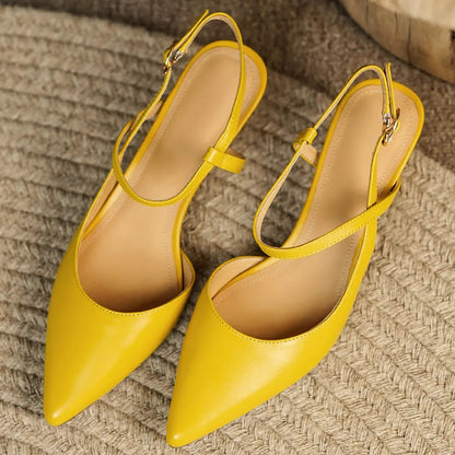 Genuine Leather Thin High Heel Pointed Toe Ankle Strap Summer Pumps Evening Dress Sandals Shoes for