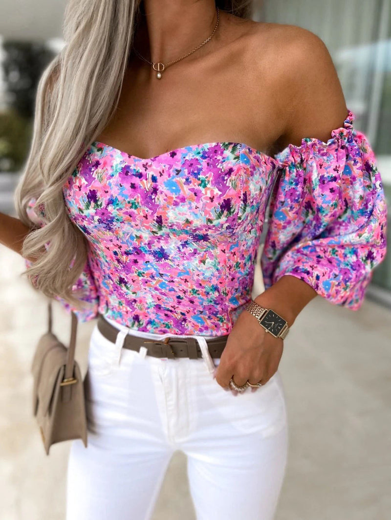 Top Summer Off Shoulder Blouses Holiday Slash Neck Tops