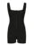 Black Ribbed Sleeveless Square Collar Skinny Rompers Buttons Details Basic Tank Bodys Playsuits