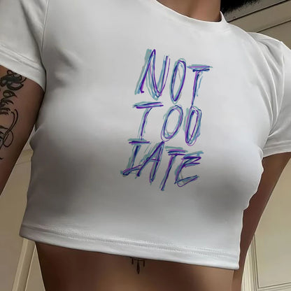 New Summer Round Neck Slim-fit Spice Girl Pinched Waist Short Top Short Sleeve T-shirt