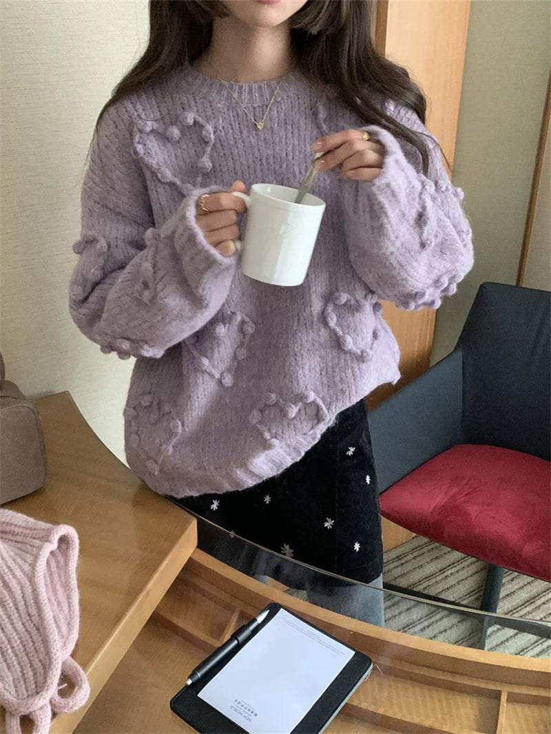 Gentle Spring Sweaters Ol Knitted Loose Daily Full Sleeve Minimalist Office Lady Pullovers Sweet