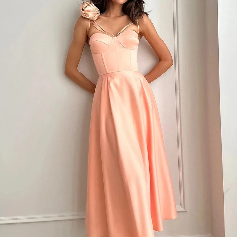 French Flower Design Sling Long Dress Spring Deep Vneck Hollow Party Dress Summer Off Shoulder Lady Maxi Dress