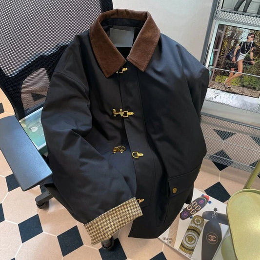 Corduroy Cotton Coat Autumn Winter New Lapel Neck Jackets Y2k Egirl Long Sleeve Thicked Warm Tops