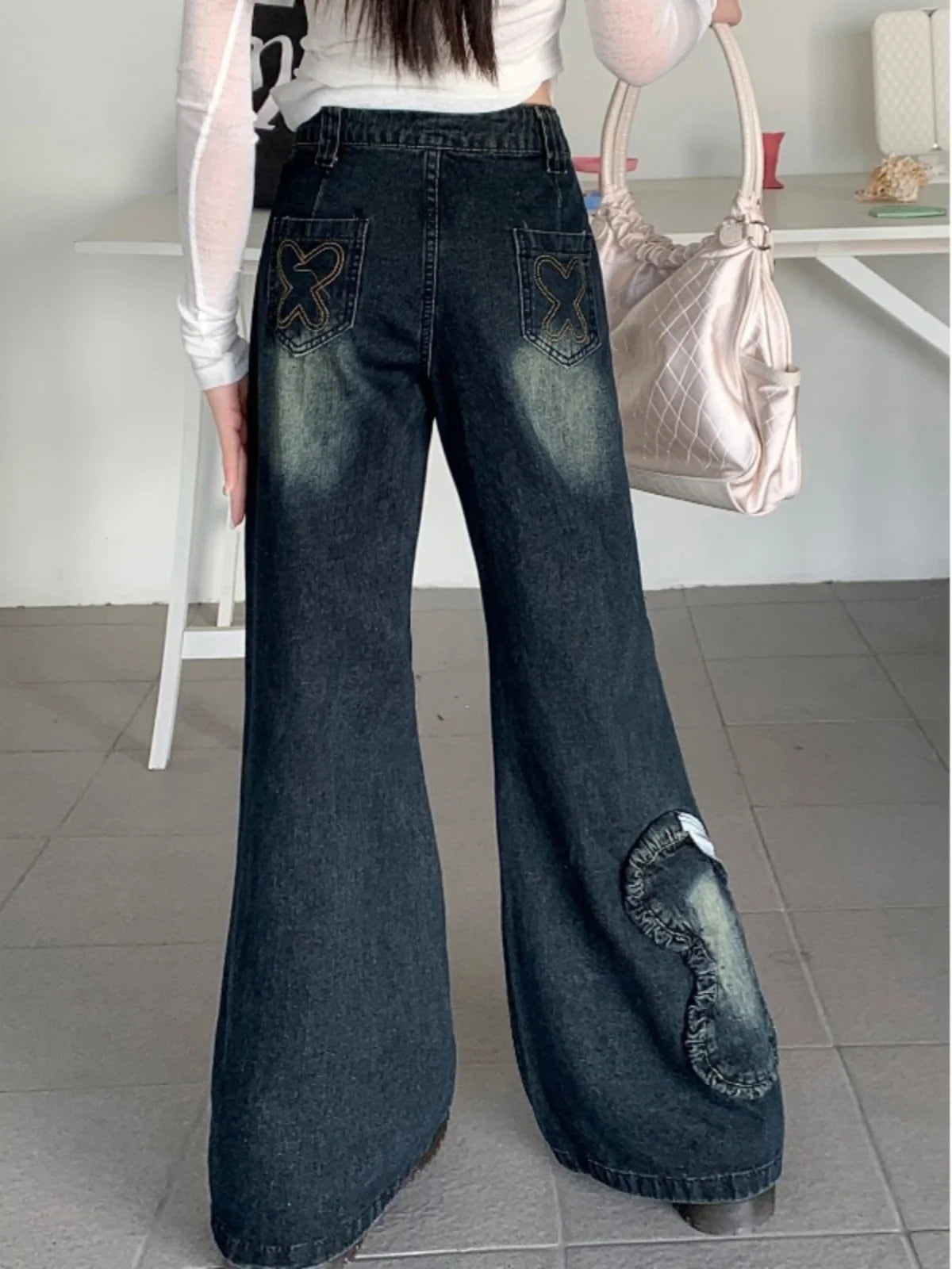 Blue Baggy Jeans Aesthetic Oversize Cowboy Pants Harajuku Straight Denim Trousers Y2k 2000s Trashy Clothes