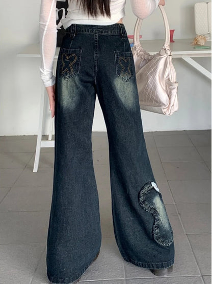 Blue Baggy Jeans Aesthetic Oversize Cowboy Pants Harajuku Straight Denim Trousers Y2k 2000s Trashy Clothes
