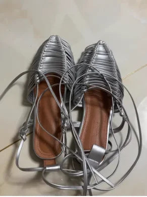 Woven Hollow Strap Sandals Roman Sandals Summer Flat Toe Comfortable Woven Sandals Holiday Party Shoes