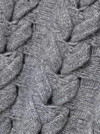 Knitted O-neck Sweaters Loose Gray Long Sleeve Pullover Sweater Woman Versatile Street Knitwear
