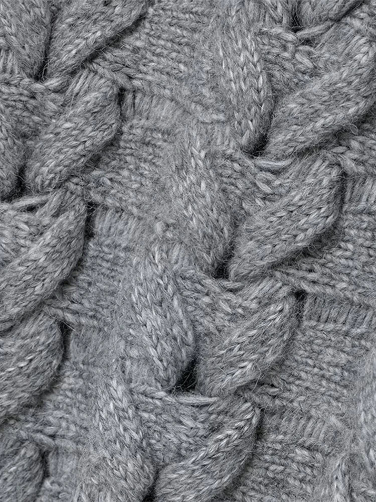 Knitted O-neck Sweaters Loose Gray Long Sleeve Pullover Sweater Woman Versatile Street Knitwear