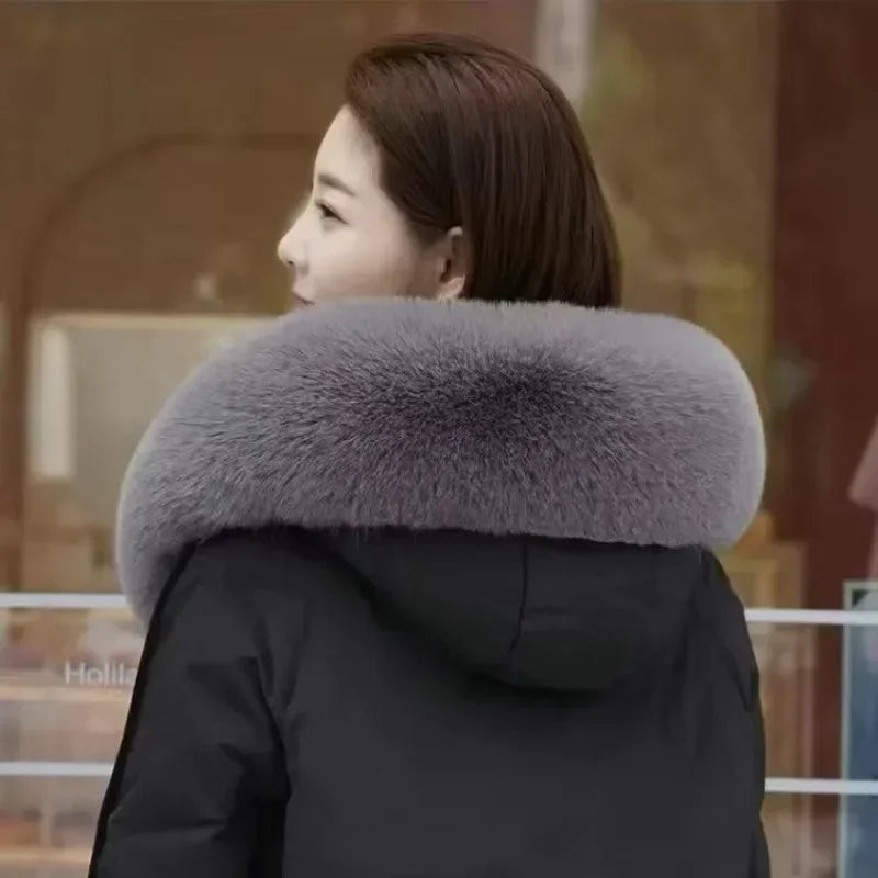 New Faux Fox Fur Collar Winter Fake Fur Scarf Shawls for Coat Warmer Decor Furry Hood Trims Parkas Jacket Fur Scarves