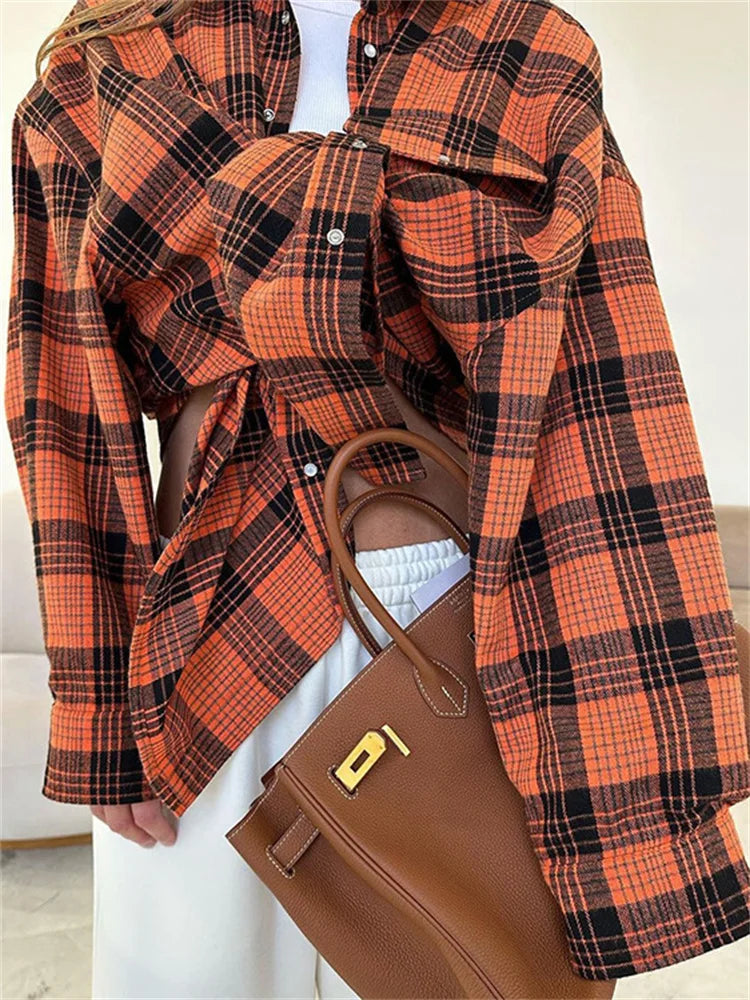 For Shirts Outwear Lapel Loose Patchwork Long Sleeve Striped Female Cardigan Coat