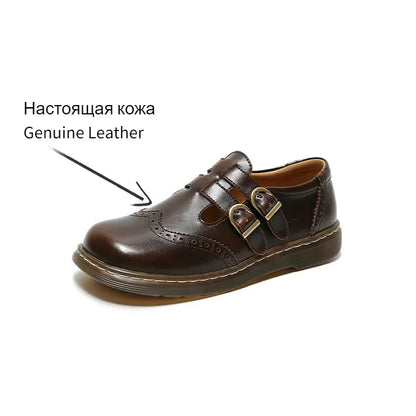 Mary Jane Shoes Summer Thin Section Japanese Double Buckle New Lowcut Flat Round Toe Small Leather Shoes