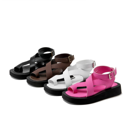 Sandals Summer New Clip Toe Sandals Genuine Leather Roman Shoes Sandals
