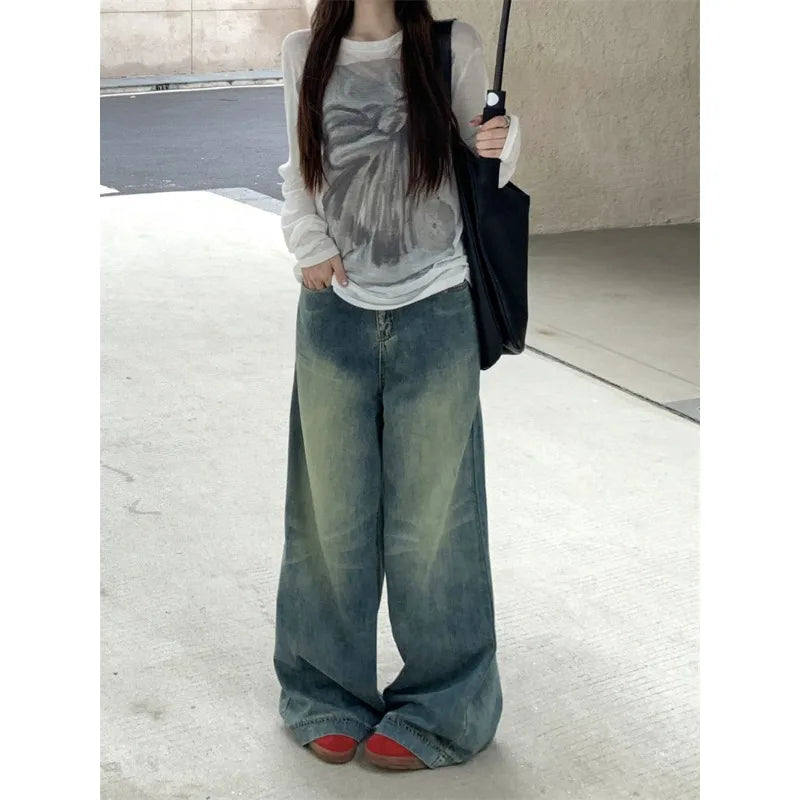 Oversized Jeans Wide Leg Baggy Y2k Grunge Denim Pants Harajuku Korean Trousers Aesthetic
