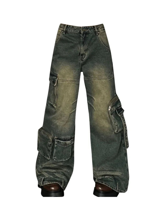 Japanese Trousers Baggy Cargo Pants Office Lady Wide Pants Long Jeans Cyber New Trend
