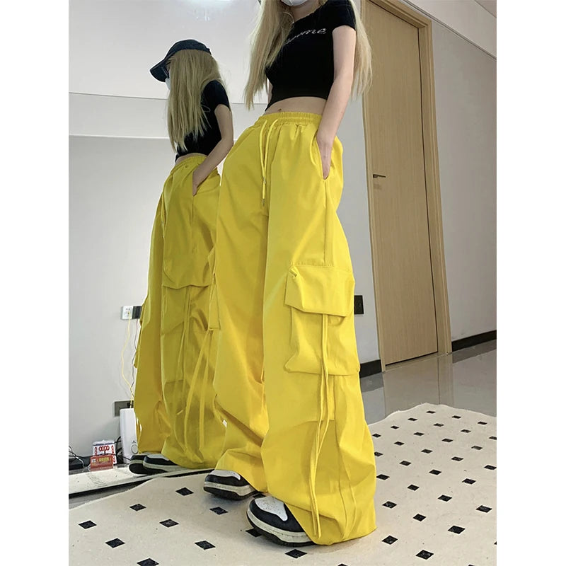 Y2k Cargo Pants Oversized Wide Leg Sweatpants Harajuku Big Pockets Joggers Bf High Waist Baggy Sports Trousers