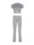 Gray Slim Basic Sports 2 Pieces Yoga Sets O Neck Short Sleeve Tee & Low Waist Skinny Pants Tracksuit S-xl