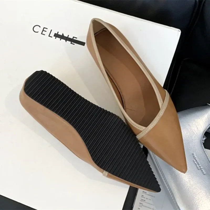Designer Pointed Toe Pumps Autumn Comfort Soft Leather Wedge Shoes Shoes Office Flats Loafers