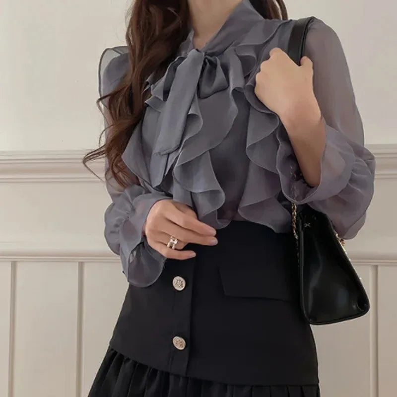 Chiffon Bow Office Lady Blouse