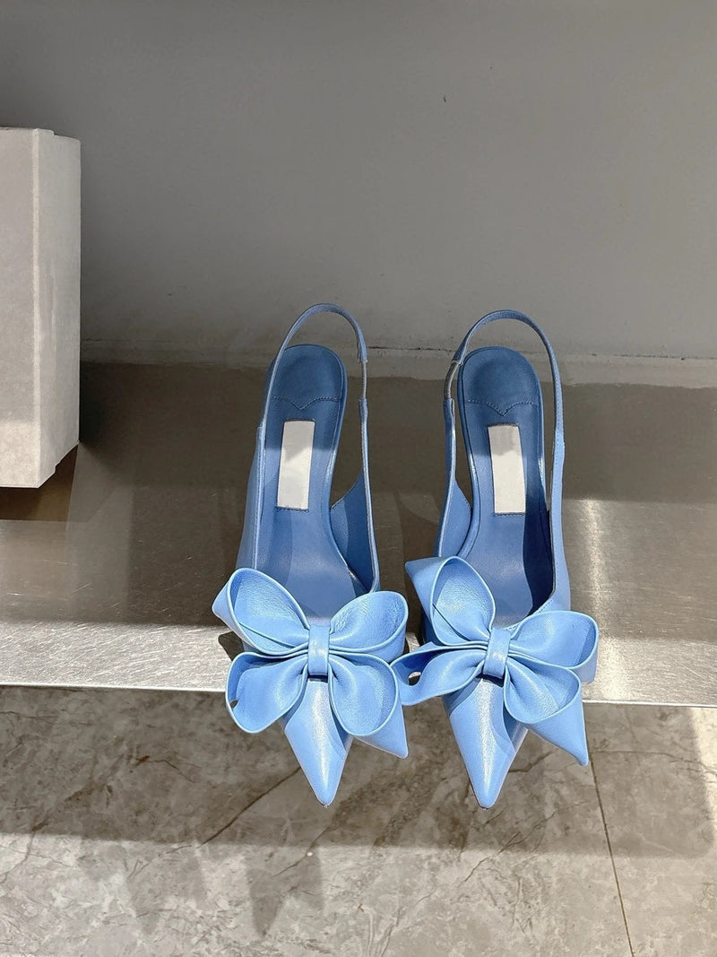 Spring Summer New High Heel Bow Pointed Toe Stiletto Sandals Shoes