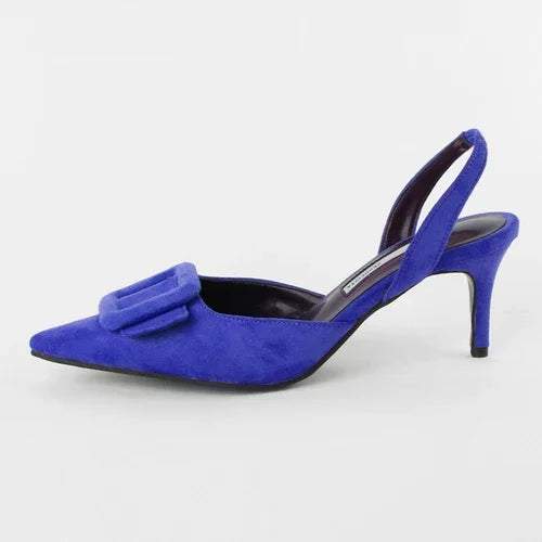 Sandals Summer Pointed Toe High Heels Stiletto Square Buckle Large Size Single Shoes