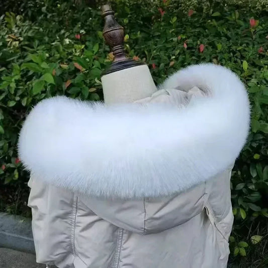 New Faux Fox Fur Collar Winter Fake Fur Scarf Shawls for Coat Warmer Decor Furry Hood Trims Parkas Jacket Fur Scarves