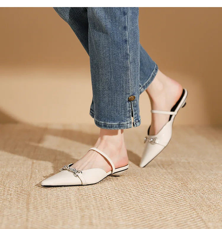 Low Shoes ' Slippers Pointed Toe Butterflyknot Flat Spring Pu Rubber Strange Style Shoes Woman Butterflyknot Slipp