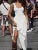 Basic Sleeveless U Neck Asymmetrical Hem Long Dresses Summer Vacation Clothing