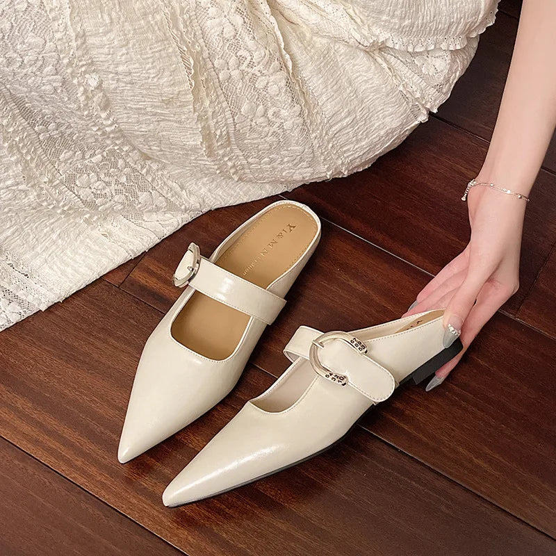 New French Style Low Heel Square Mary Jane Shoes Shoes Slippers Retro Fashionable Small Leather Shoes
