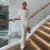 White Skew Collar Long Sleeve Maxi Dress for Autumn Winter New Bodycon Party Dress Female High Waist