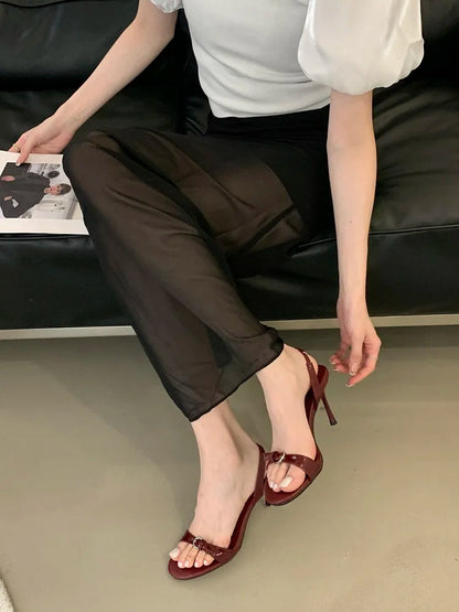 Summer Narrow Band Open Toe Sandals Thin Low Heel Gladiator Party Shoes Zapatos De Mujer