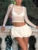 Summer See-through Mesh T-shirt Top Pleated Patchwork See-through Slim Cropped Top Tee Female T-shirt Pullover