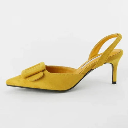 Sandals Summer Pointed Toe High Heels Stiletto Square Buckle Large Size Single Shoes