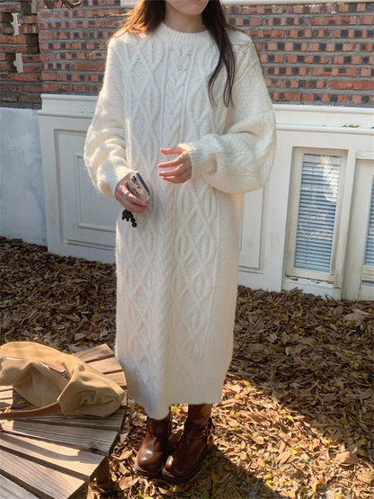 Stylish Sweaters Straight Dress Warm Straight Gentle Ol Loose Winter Knitted Thicken