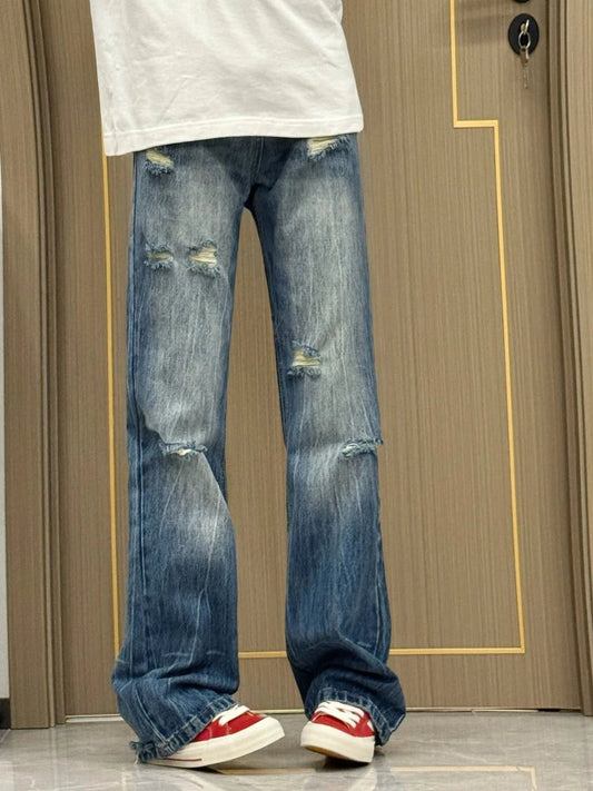 Denim Pants Blue Holes Spring Autumn Y2k Pantalones De Mujer Korean Trousers